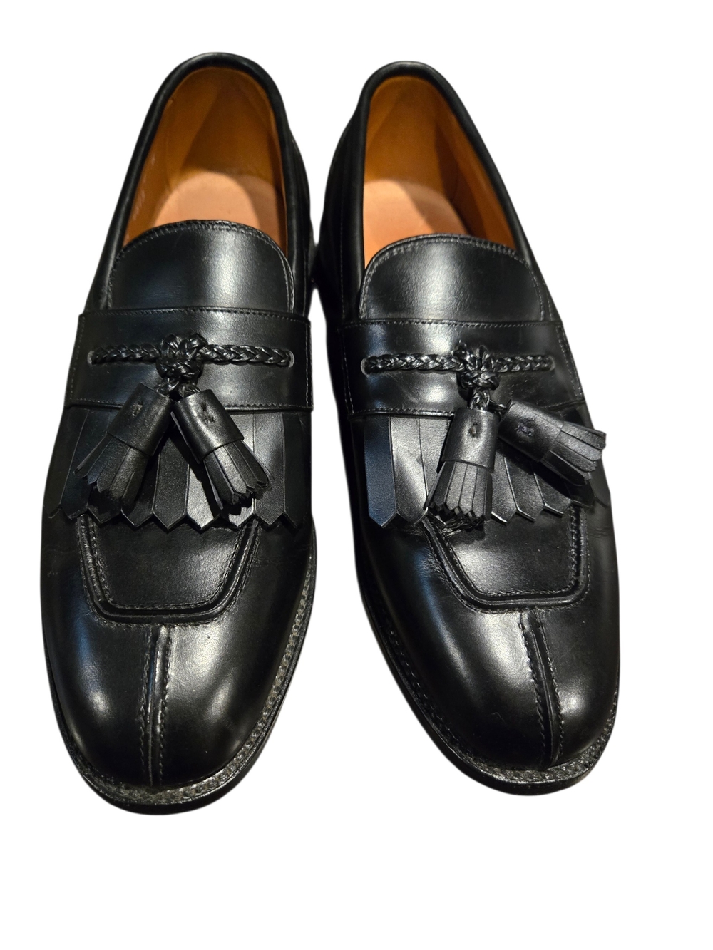 Vintage Allen Edmonds Cannondale Black Leather Kiltie Tassel Loafers Men's 8.5 D